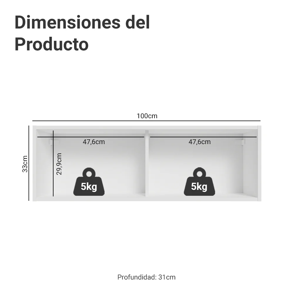 Alacena 100 cm 1 Puerta Rebatible Blanco/Negro Glamy Madesa - Image 2