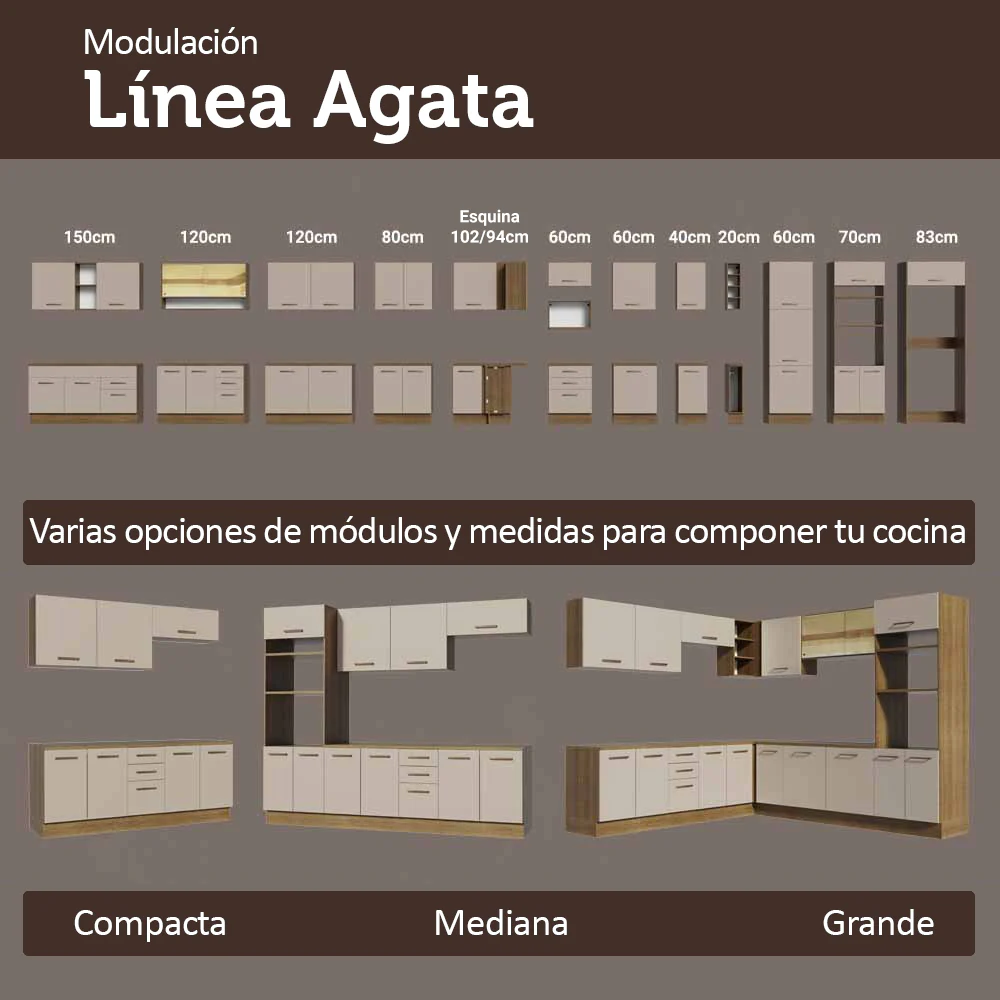 Alacena 100 cm 1 Puerta Rebatible Marrón/Crema Agata Madesa - Image 7