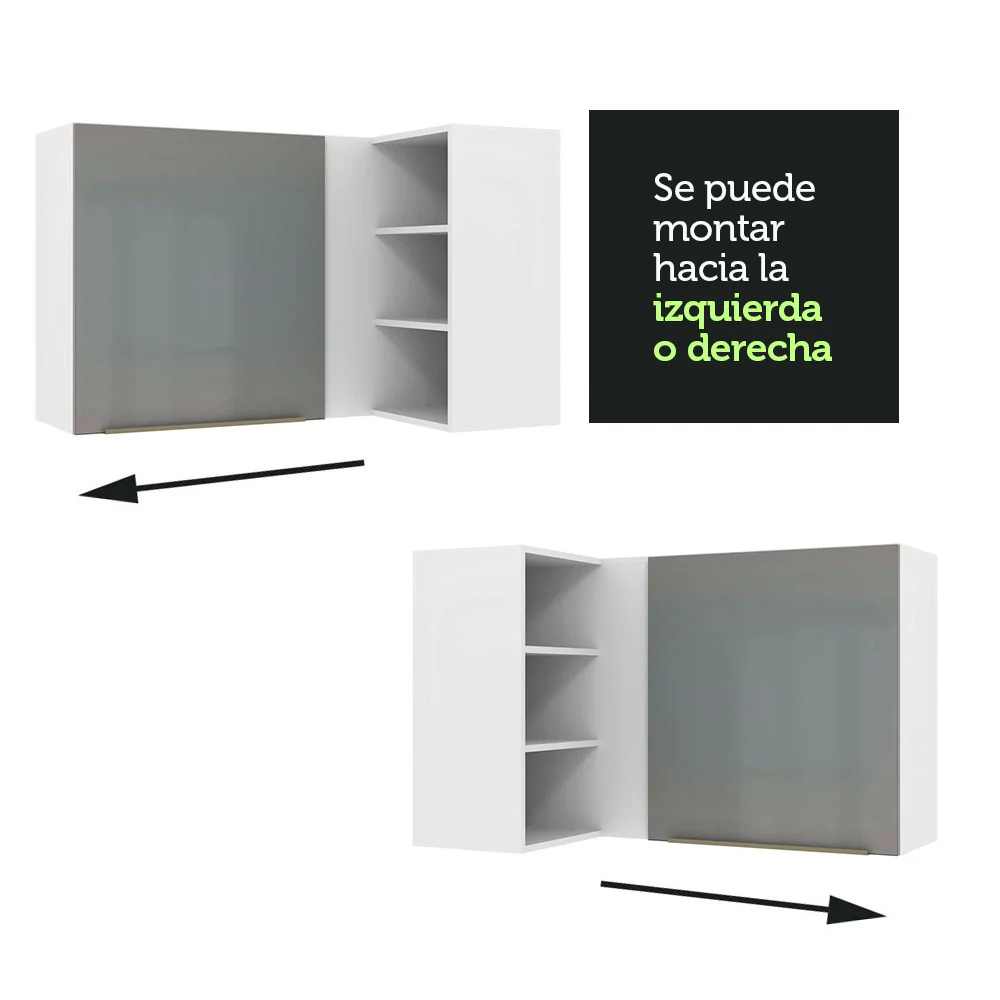 Alacena 102 cm 1 Puerta Lux Blanco/Gris - Image 5