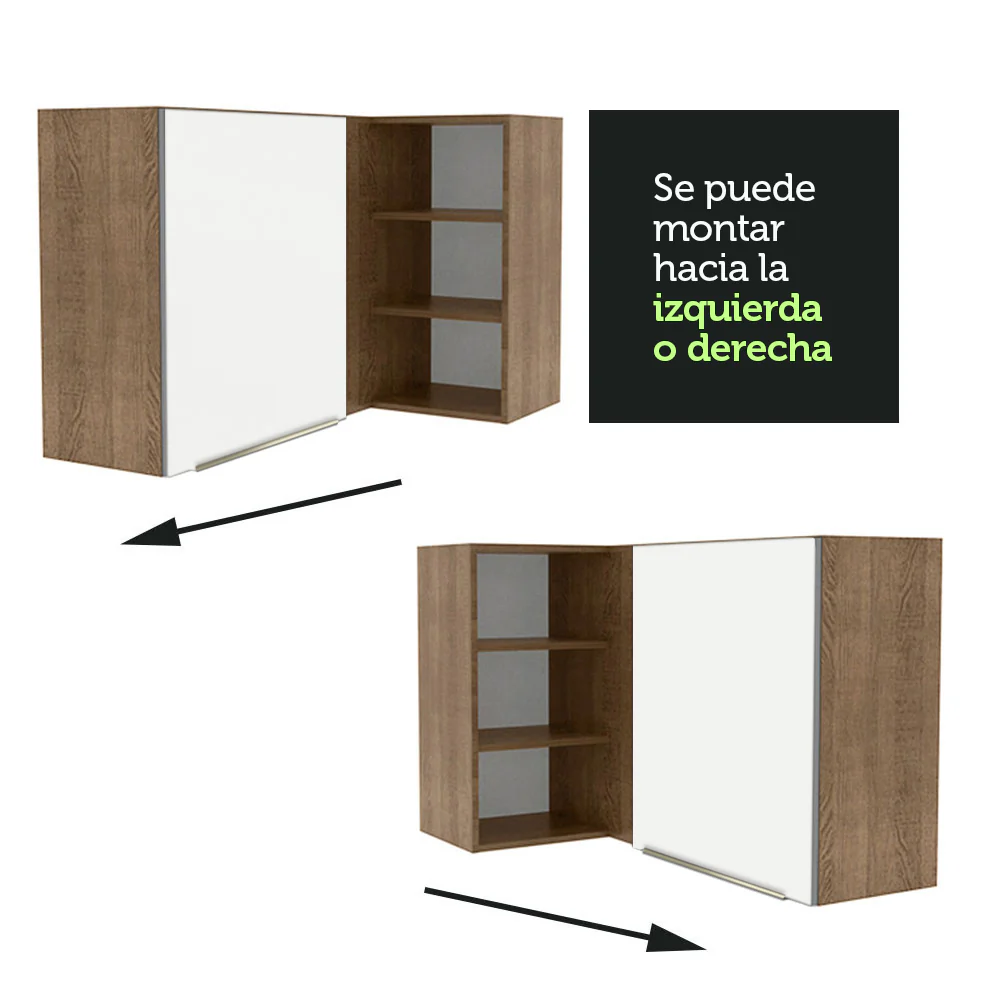 Alacena 102 cm 1 Puerta Lux Marrón/Blanco - Image 6