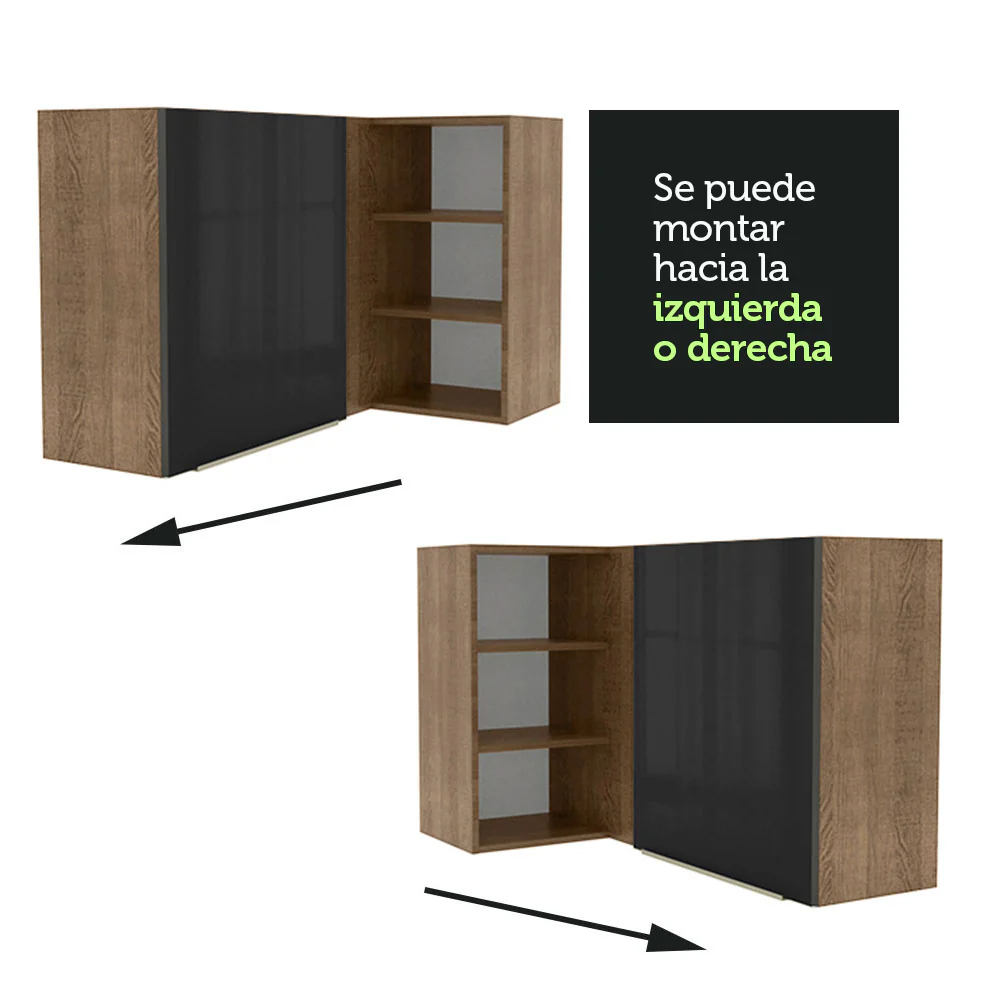 Alacena 102 cm 1 Puerta Lux Marrón/Negro - Image 4