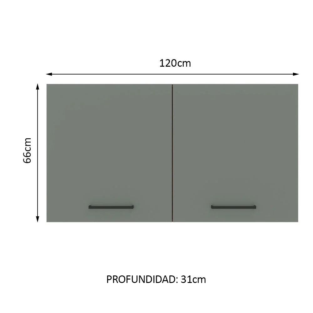 Alacena 120 cm 2 Puertas Agata Blanco/Gris - Image 2