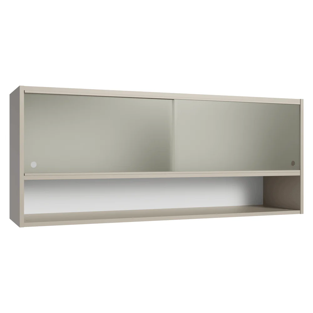 Alacena para Cocina 120 cm 2 Puertas Corredizas de Vidrio Esmerilado 1 Nicho Nice Crema