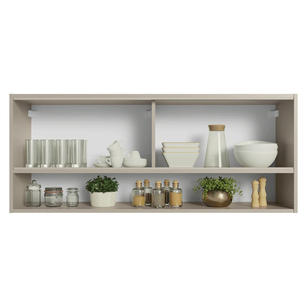 Alacena para Cocina 120 cm 2 Puertas Corredizas de Vidrio Esmerilado 1 Nicho Nice Crema - Image 5