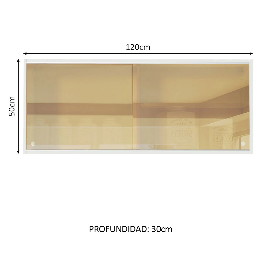 Alacena 120 cm 2 Puertas de Vidrio Reflectivo para Glamy, Lux, Agata y Reims Blanco - Image 2