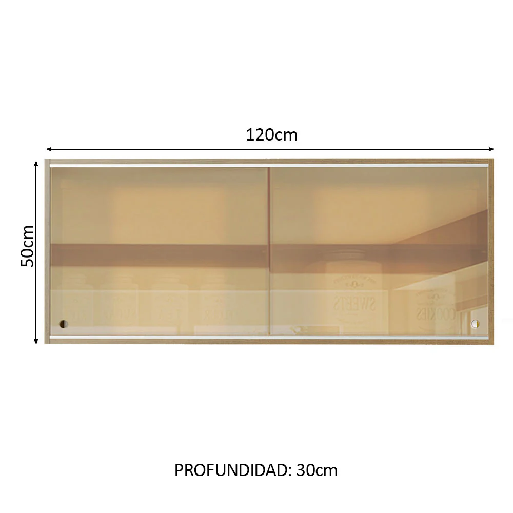 Alacena 120 cm 2 Puertas de Vidrio Reflectivo para Glamy, Lux, Agata y Reims Marrón - Image 2