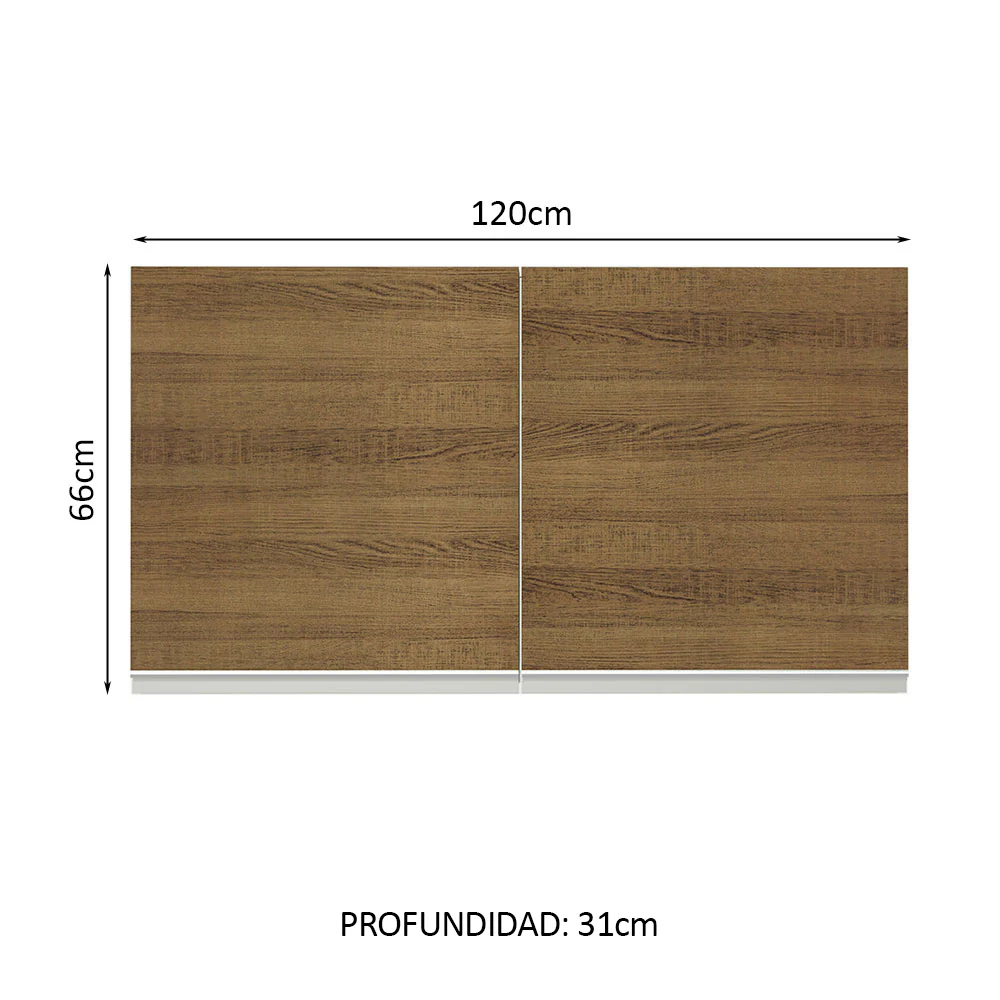 Alacena 120 cm 2 Puertas Glamy Blanco/Marrón - Image 2