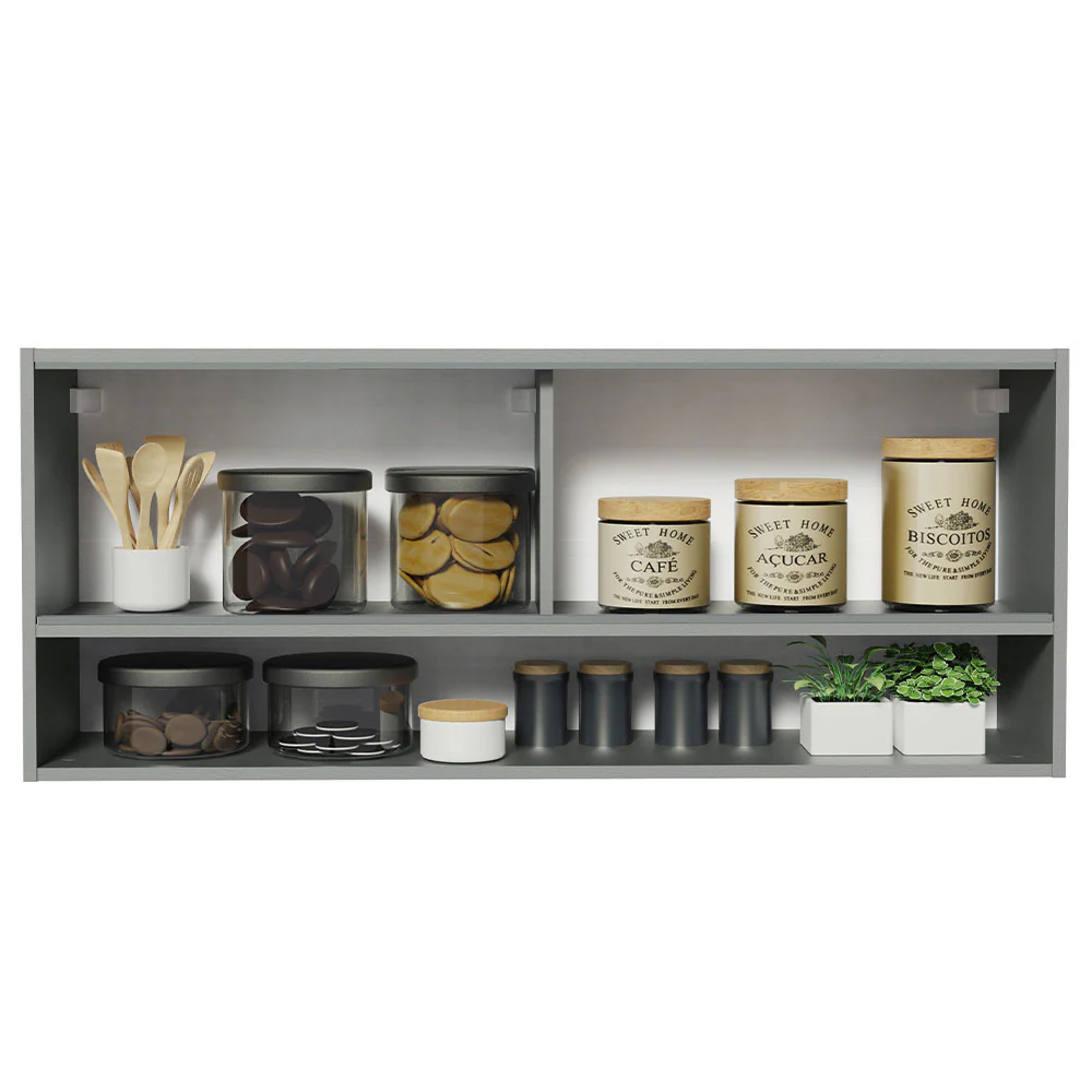 Alacena para Cocina 120 cm 2 Puertas Corredizas de Vidrio Translúcido color Gris Nice Madesa - Image 4