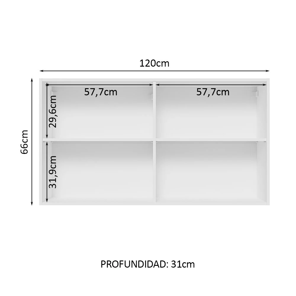 Alacena 120 cm 2 Puertas Lux Blanco/Blanco - Image 3