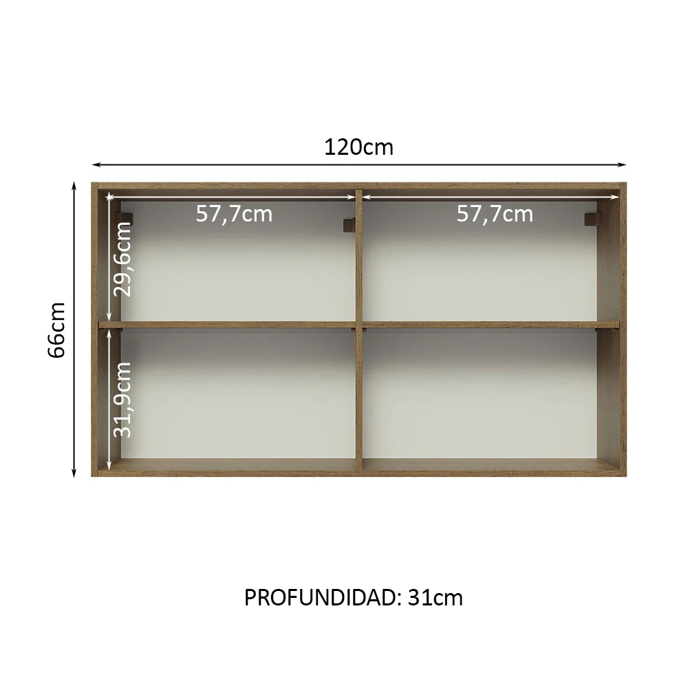 Alacena 120 cm 2 Puertas Lux Marrón/Gris - Image 3