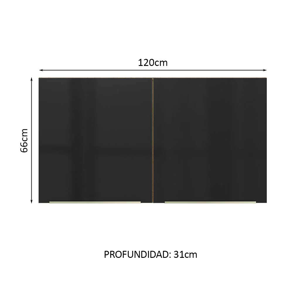 Alacena 120 cm 2 Puertas Lux Marrón/Negro - Image 2