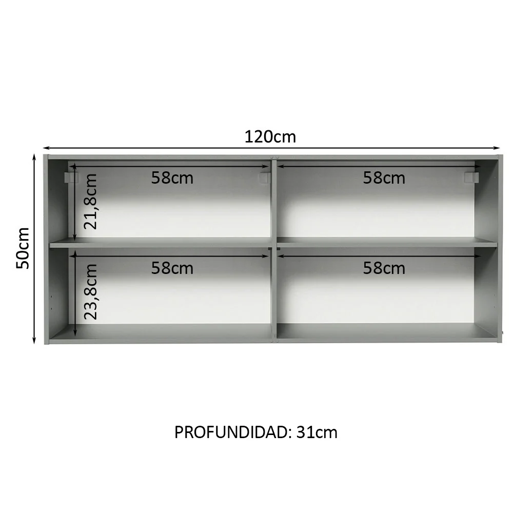 Alacena 120 x 50 cm 2 Puertas Nice Gris - Image 3