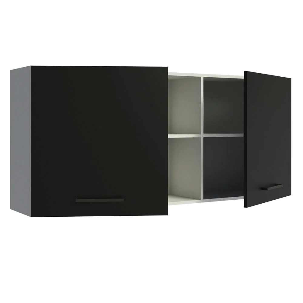 Alacena 150 cm 2 Puertas Agata Blanco/Negro - Image 6
