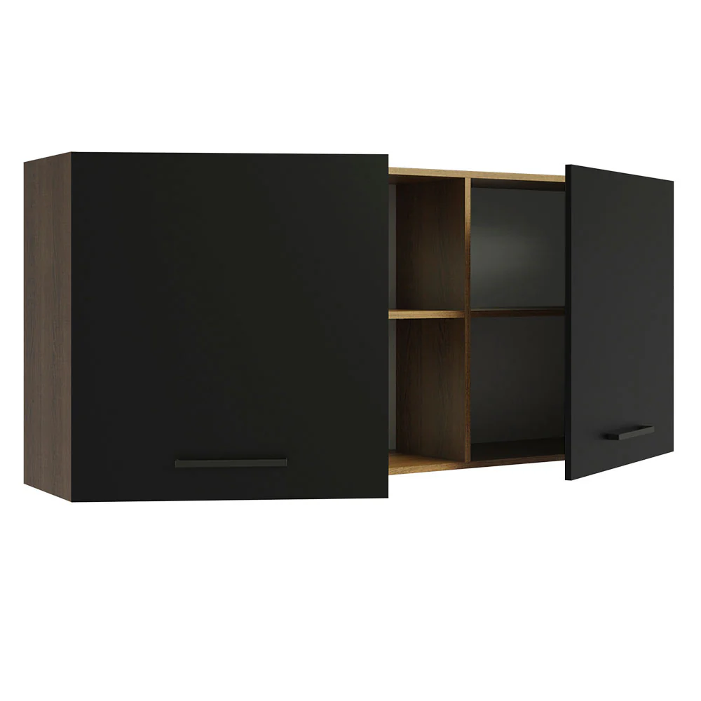 Alacena 150 cm 2 Puertas Agata Marrón/Negro - Image 6