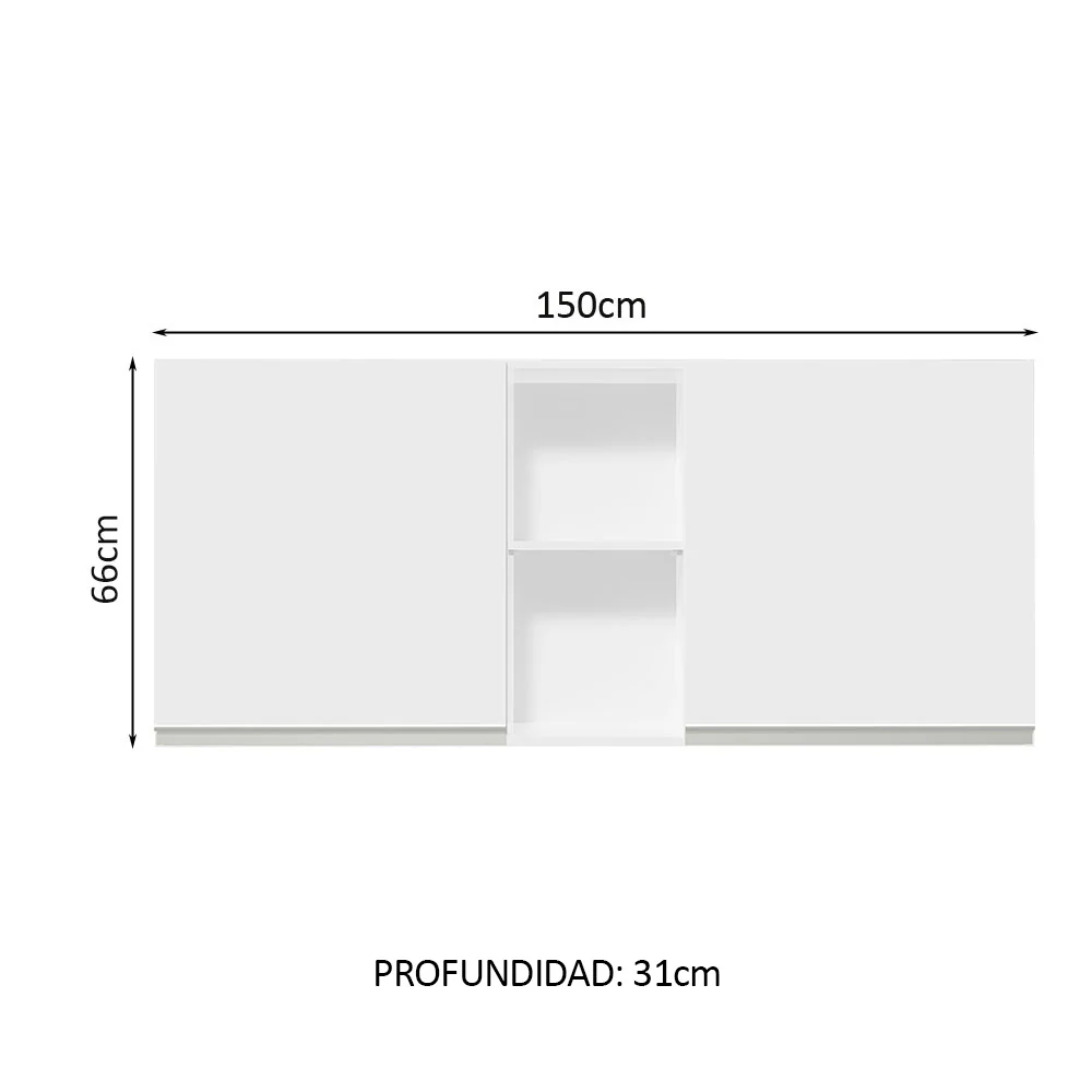 Alacena 150 cm 2 Puertas y 2 Nichos Glamy Blanco - Image 2
