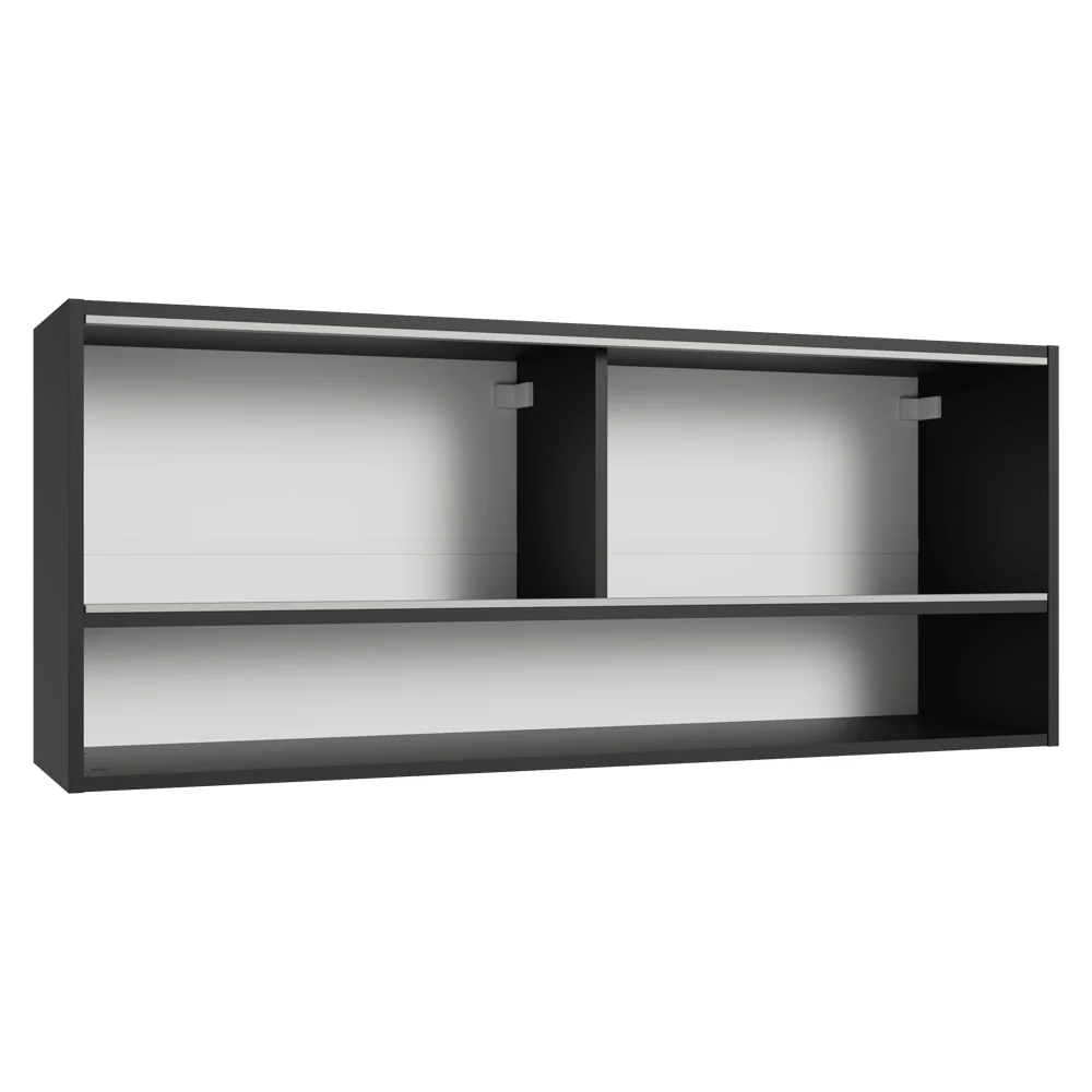 Alacena para Cocina 120 cm 2 Puertas Corredizas de Vidrio Neutral e 1 Nicho Negro Madesa - Image 7