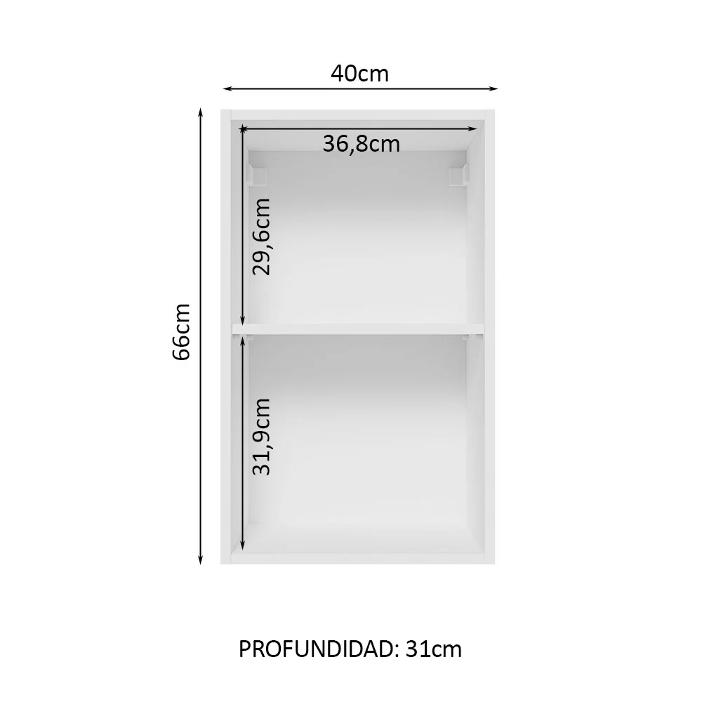 Alacena 40 cm 1 Puerta Glamy Blanco/Marrón - Image 3