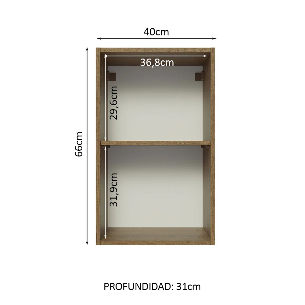 Alacena 40 cm 1 Puerta Glamy Marrón/Blanco - Image 4