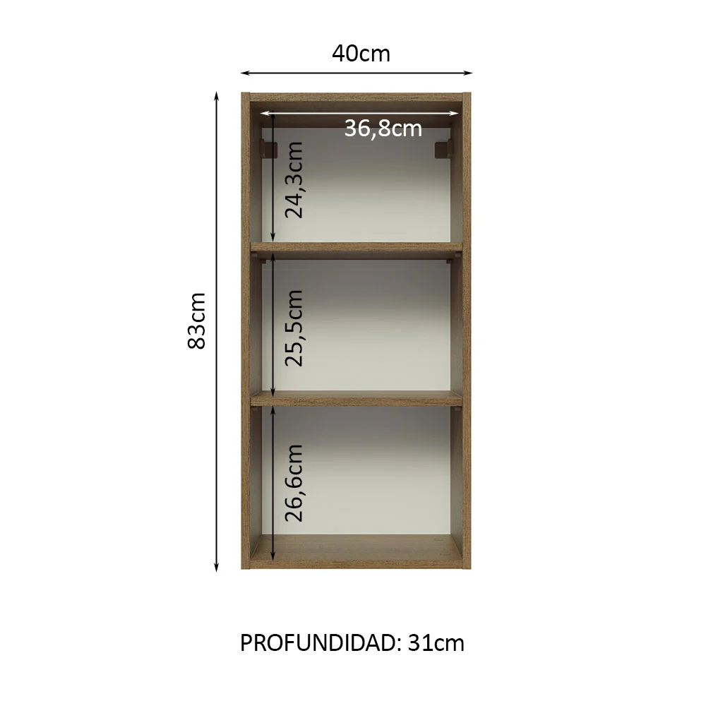 Alacena 40 cm 1 Puerta Lux Marrón/Gris - Image 3