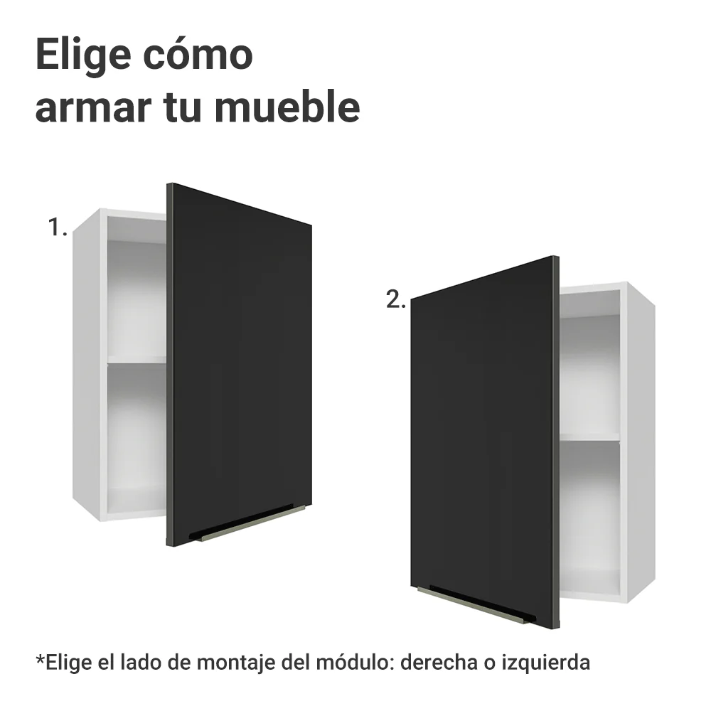 Alacena 50cm 1 Puerta Blanco/Negro Lux Madesa - Image 4