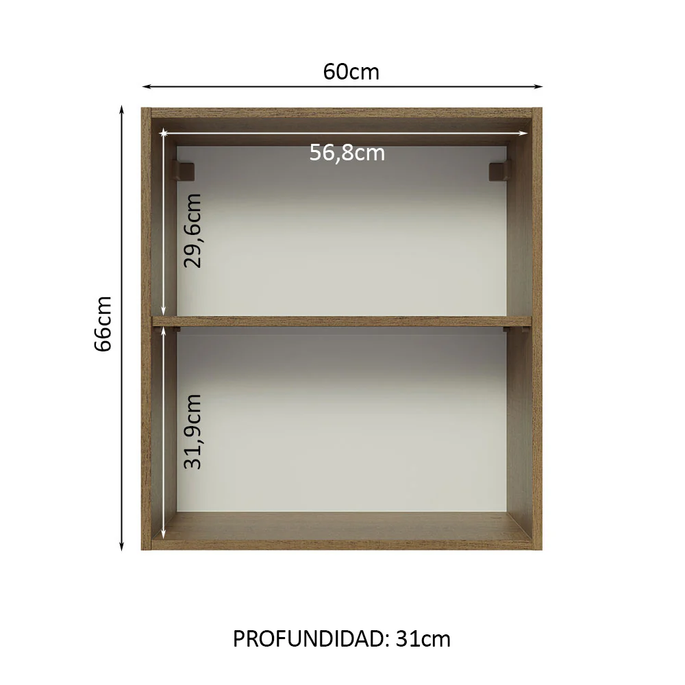 Alacena 60 cm 1 Puerta Glamy Marrón/Blanco - Image 3