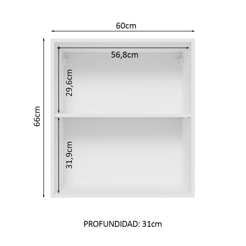 Alacena 60 cm 1 Puerta Lux Blanco/Negro - Image 3