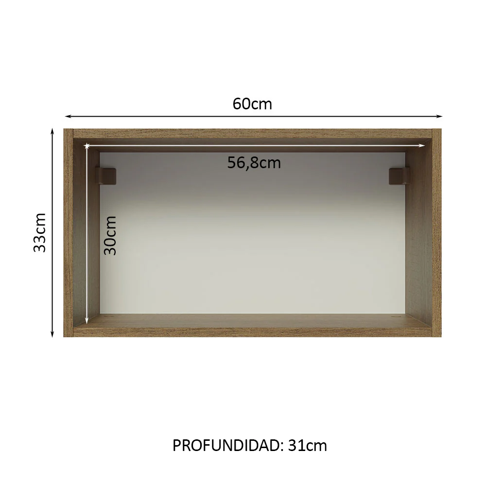 Alacena 60 cm 1 Puerta Lux Marrón/Gris - Image 3