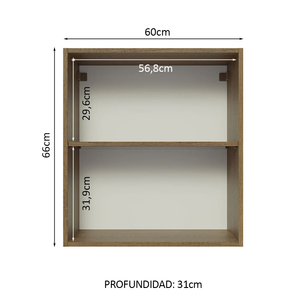 Alacena 60 cm 1 Puerta Lux Marrón/Gris - Image 4