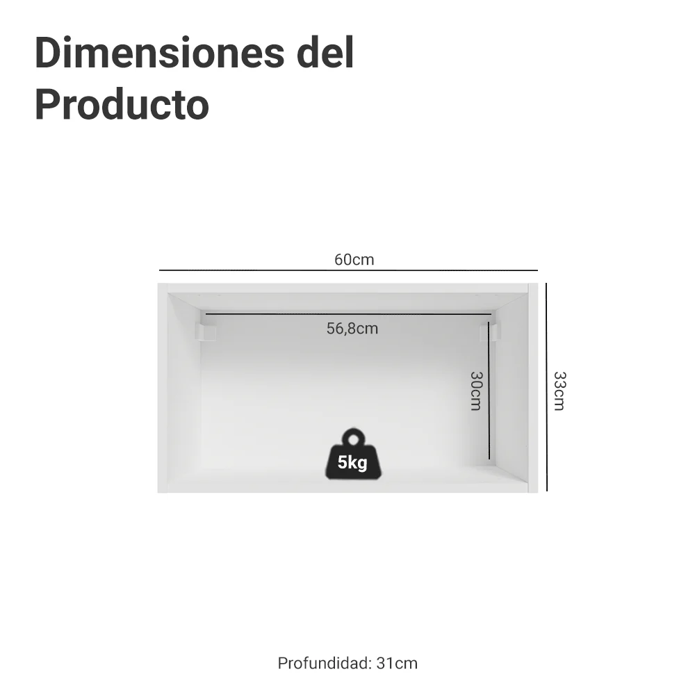 Alacena 60 cm 1 Puerta Puerta Rebatible Blanco/Gris Vik Madesa - Image 2