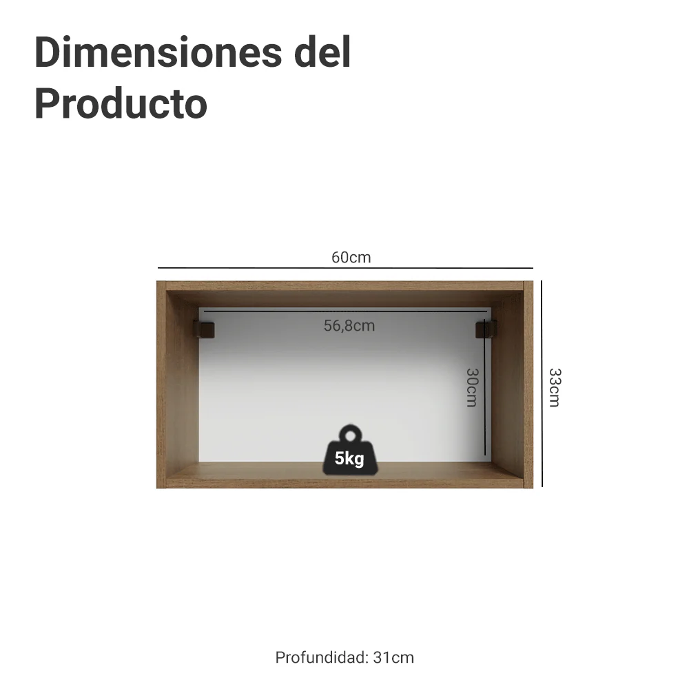 Alacena 60 cm 1 Puerta Puerta Rebatible Marrón/Verde Vik Madesa - Image 2