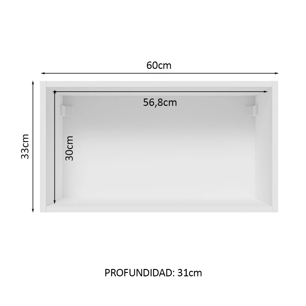 Alacena 60 cm 1 Puerta Rebatible Glamy Blanco - Image 3