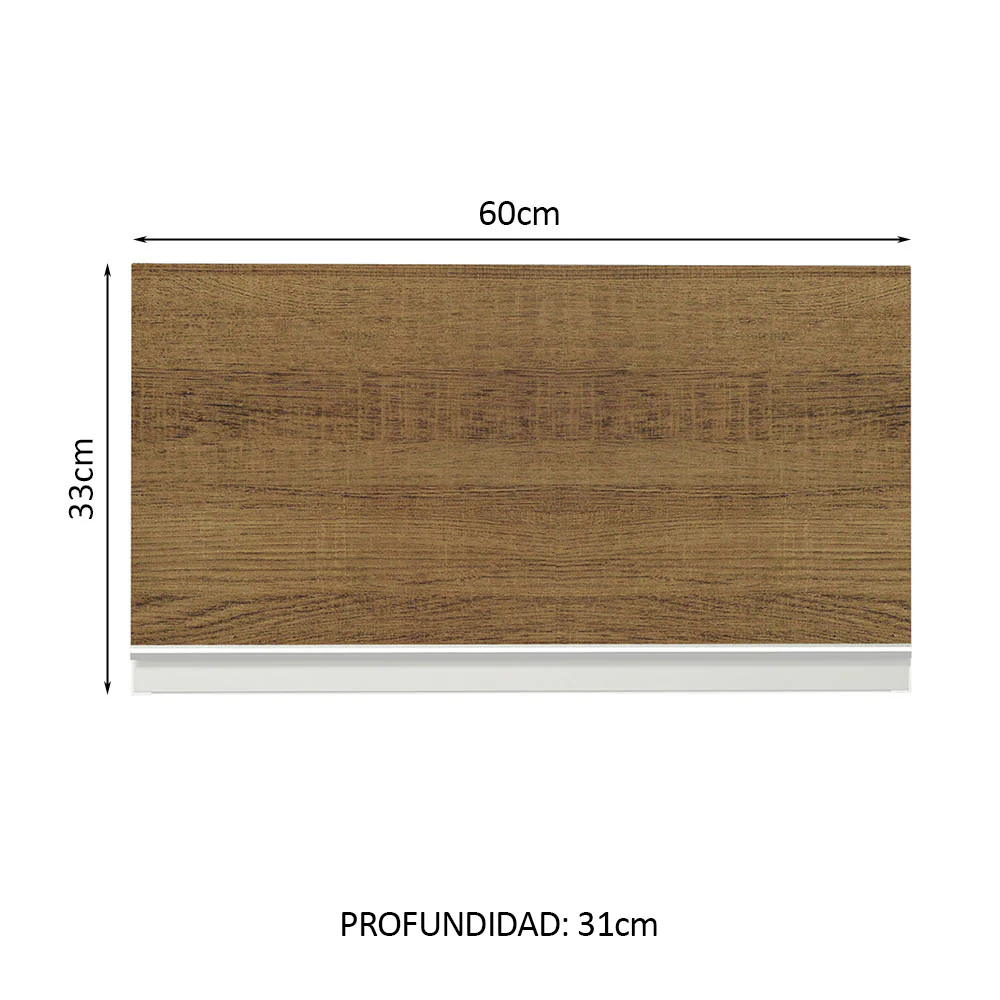 Alacena 60 cm 1 Puerta Rebatible Glamy Blanco/Marrón - Image 2