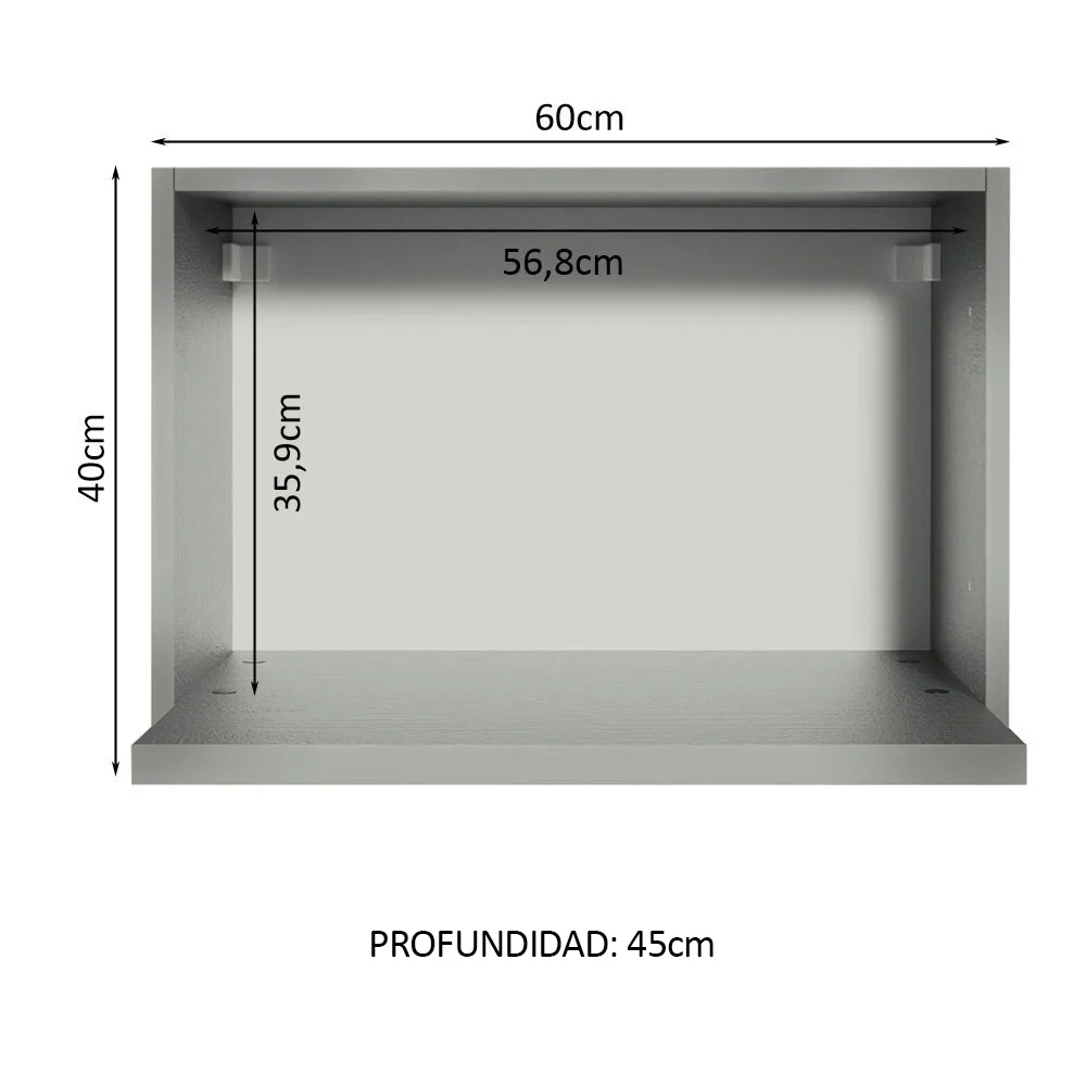 Alacena 60 cm Nicho para Microondas y Horno Nice Gris - Image 2