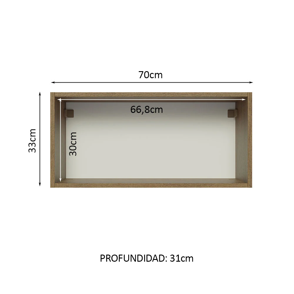 Alacena 70 cm 1 Puerta Glamy Marrón - Image 3