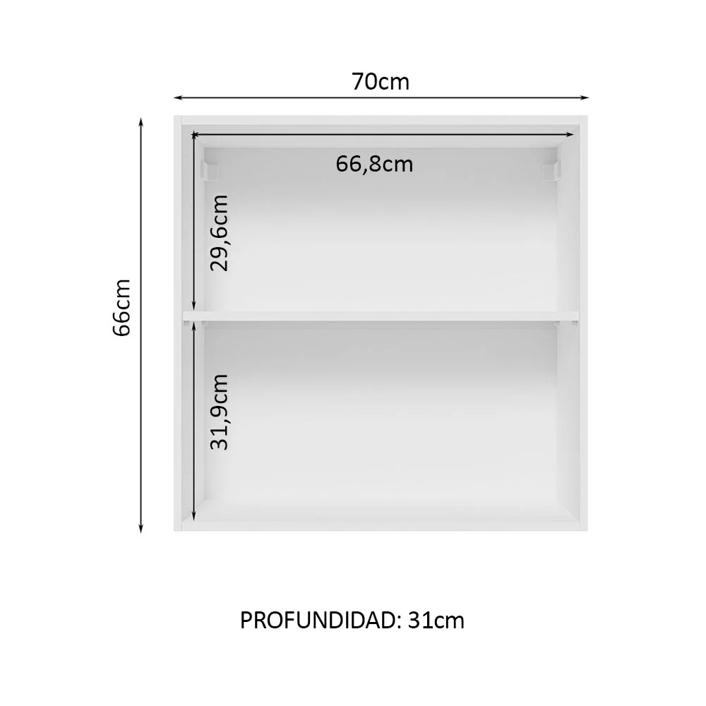 Alacena 70 cm 2 Puertas Glamy Blanco - Image 3