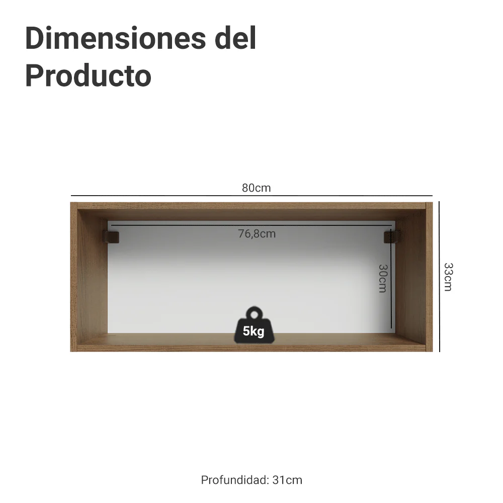 Alacena 80 cm 1 Puerta Puerta Rebatible Marrón/Gris Vik Madesa - Image 2