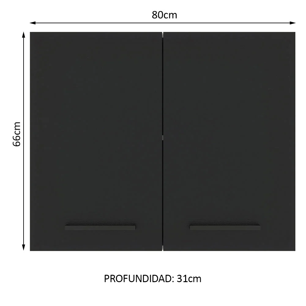 Alacena 80 cm 2 Puertas Agata Blanco/Negro - Image 2