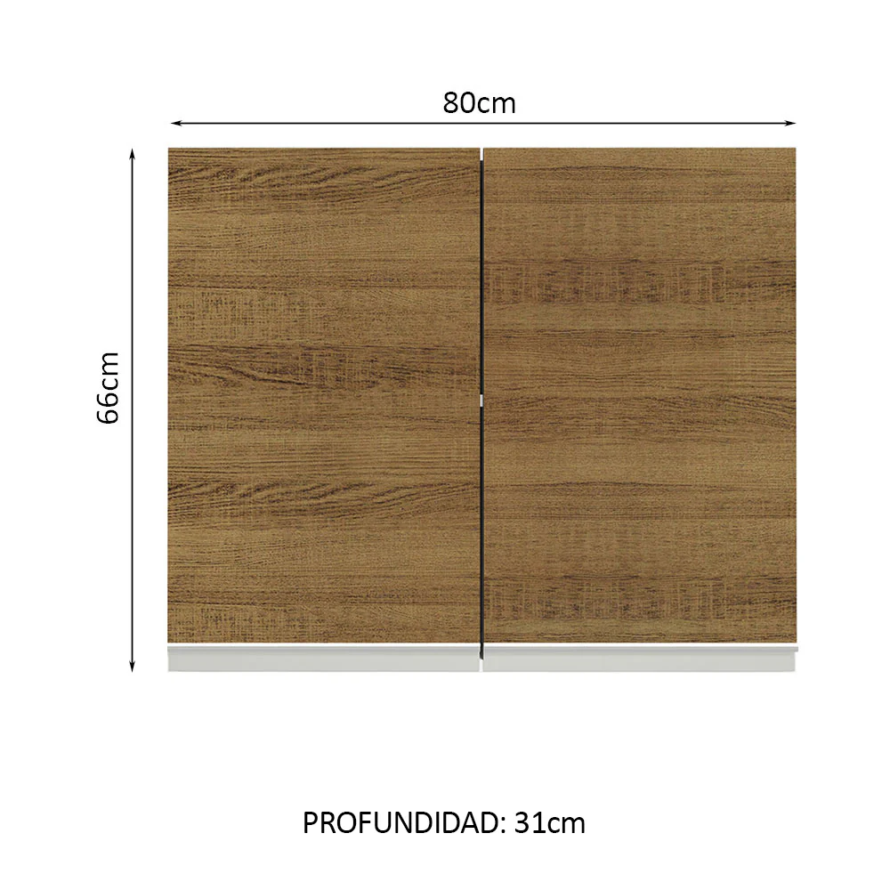 Alacena 80 cm 2 Puertas Glamy Blanco/Marrón - Image 2