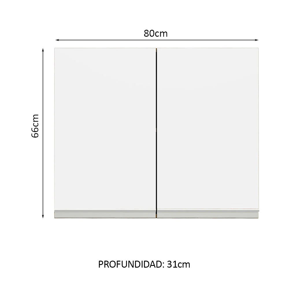 Alacena 80 cm 2 Puertas Glamy Marrón/Blanco - Image 2