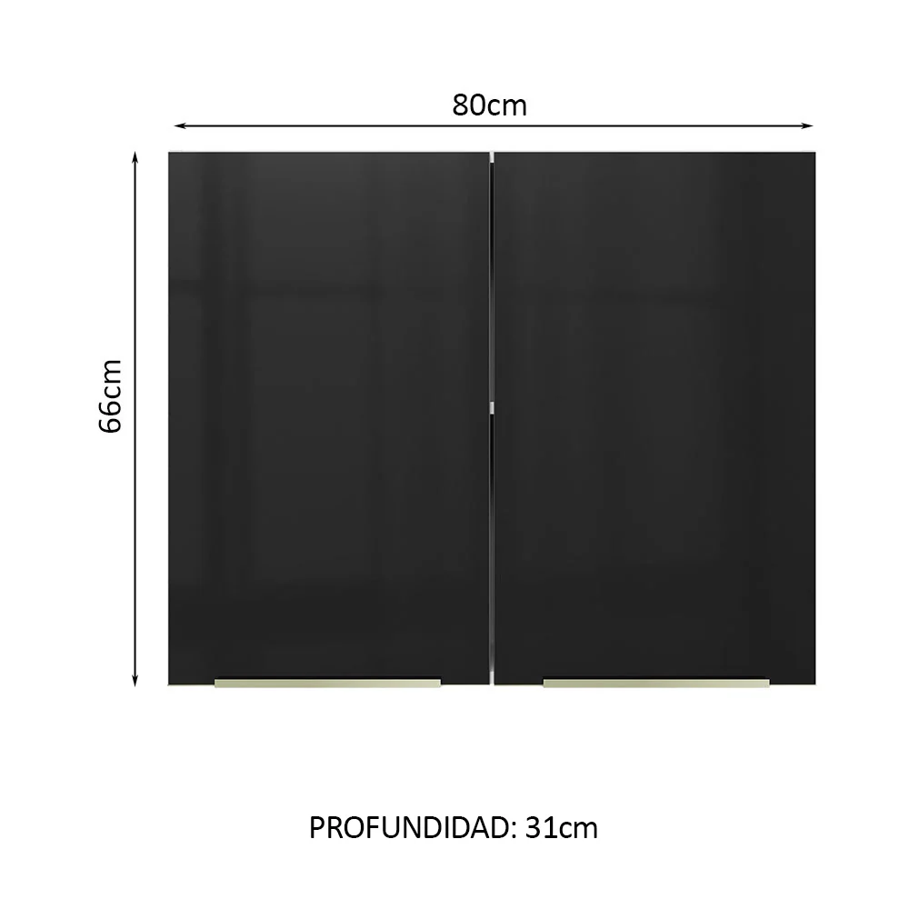 Alacena 80 cm 2 Puertas Lux Blanco/Negro - Image 2