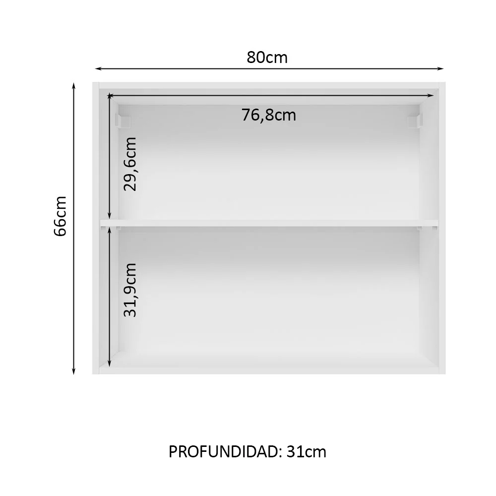 Alacena 80 cm 2 Puertas Lux Blanco/Negro - Image 3