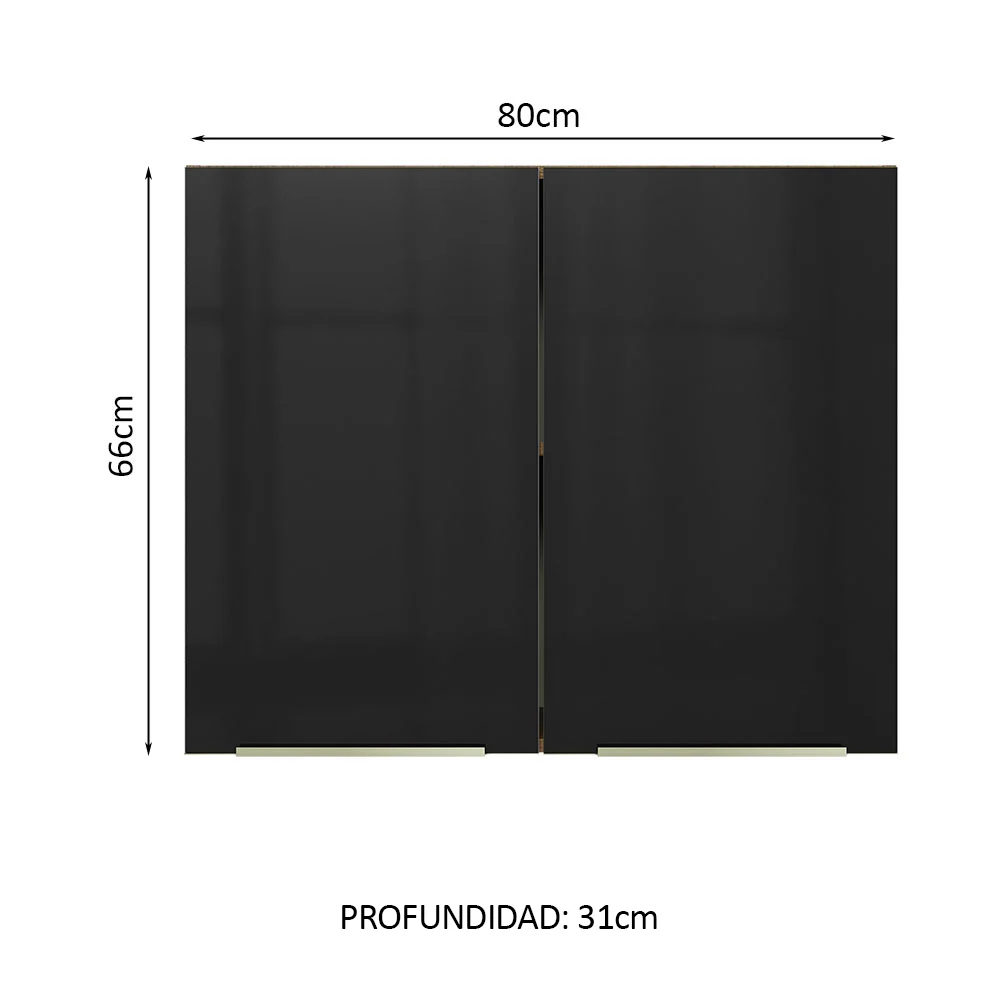 Alacena 80 cm 2 Puertas Lux Marrón/Negro - Image 2