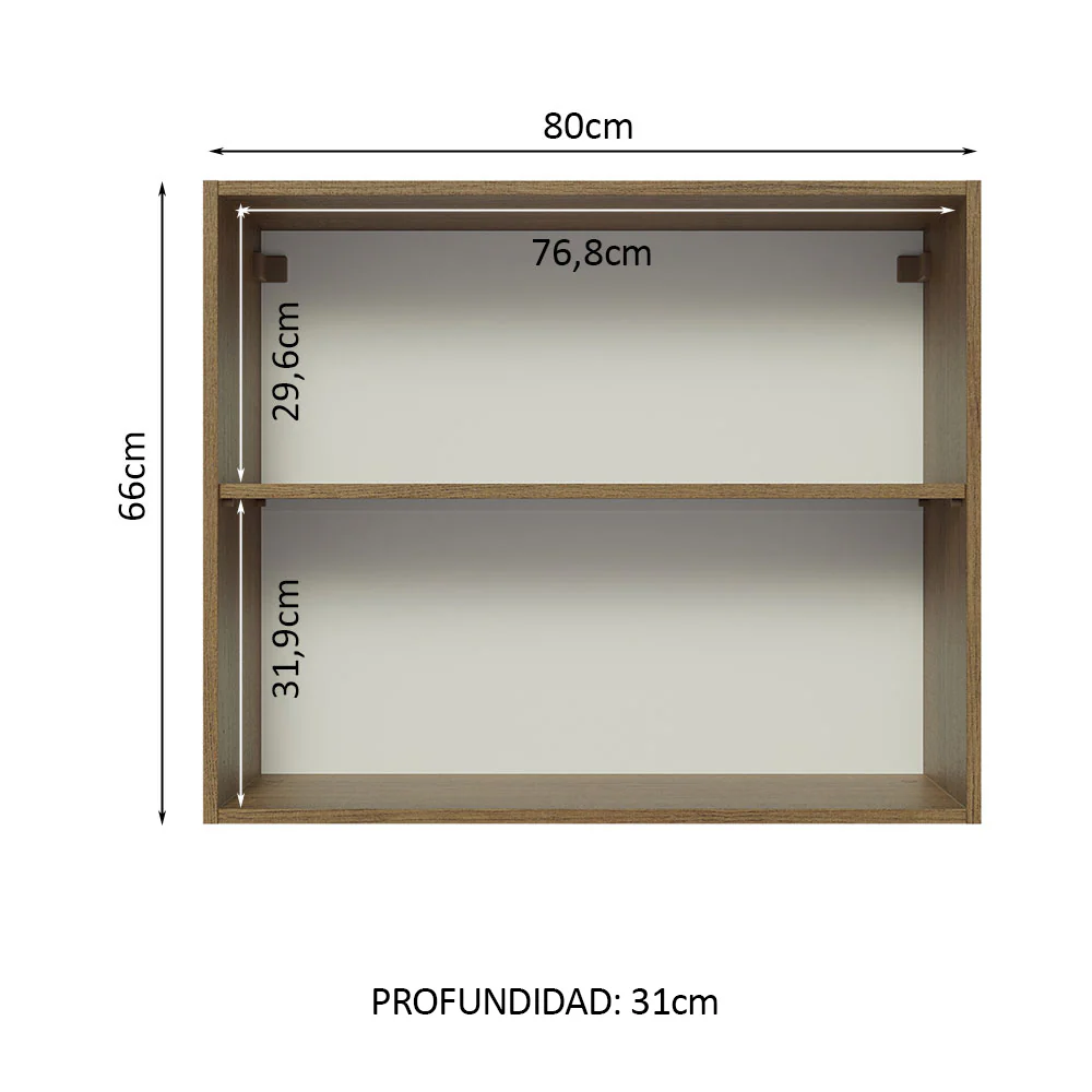 Alacena 80 cm 2 Puertas Lux Marrón/Negro - Image 3