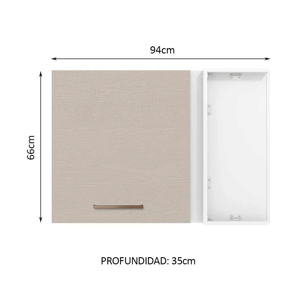 Alacena 94 cm 1 Puerta Agata Blanco/Crema - Image 2