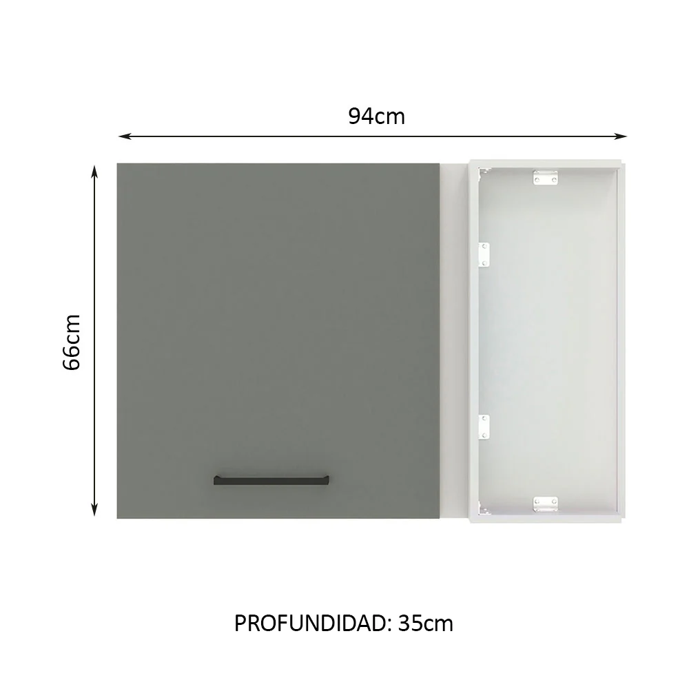 Alacena 94 cm 1 Puerta Agata Blanco/Gris - Image 2