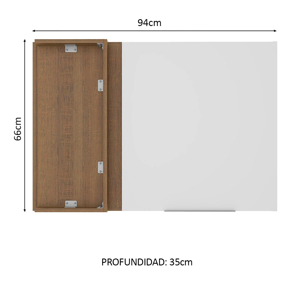 Alacena 94 cm 1 Puerta Stella Marrón/Blanco - Image 2