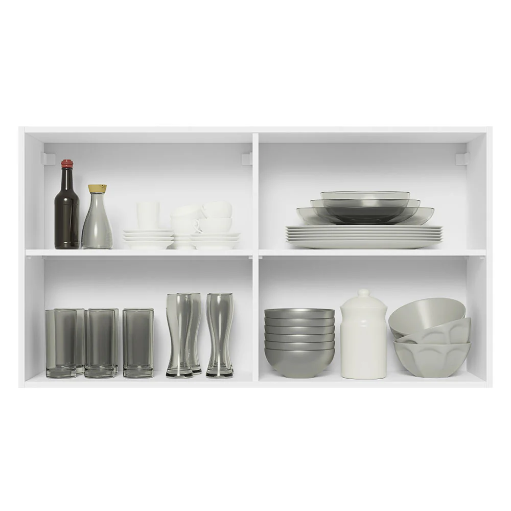 Alacena Cocina 100% MDF 120 cm 2 Puertas Vidrio Reflex Blanco/Marrón Acordes Madesa - Image 3