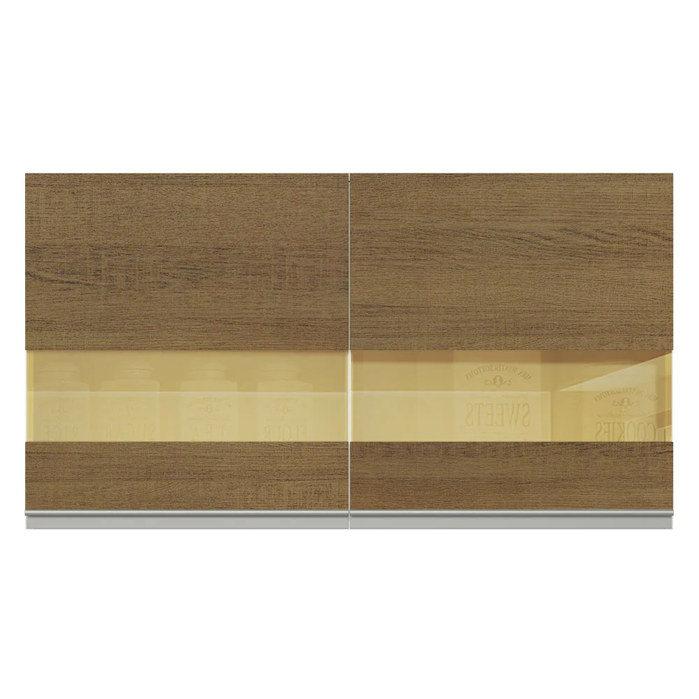 Alacena Cocina 100% MDF 120 cm 2 Puertas Vidrio Reflex Blanco/Marrón Acordes Madesa - Image 5
