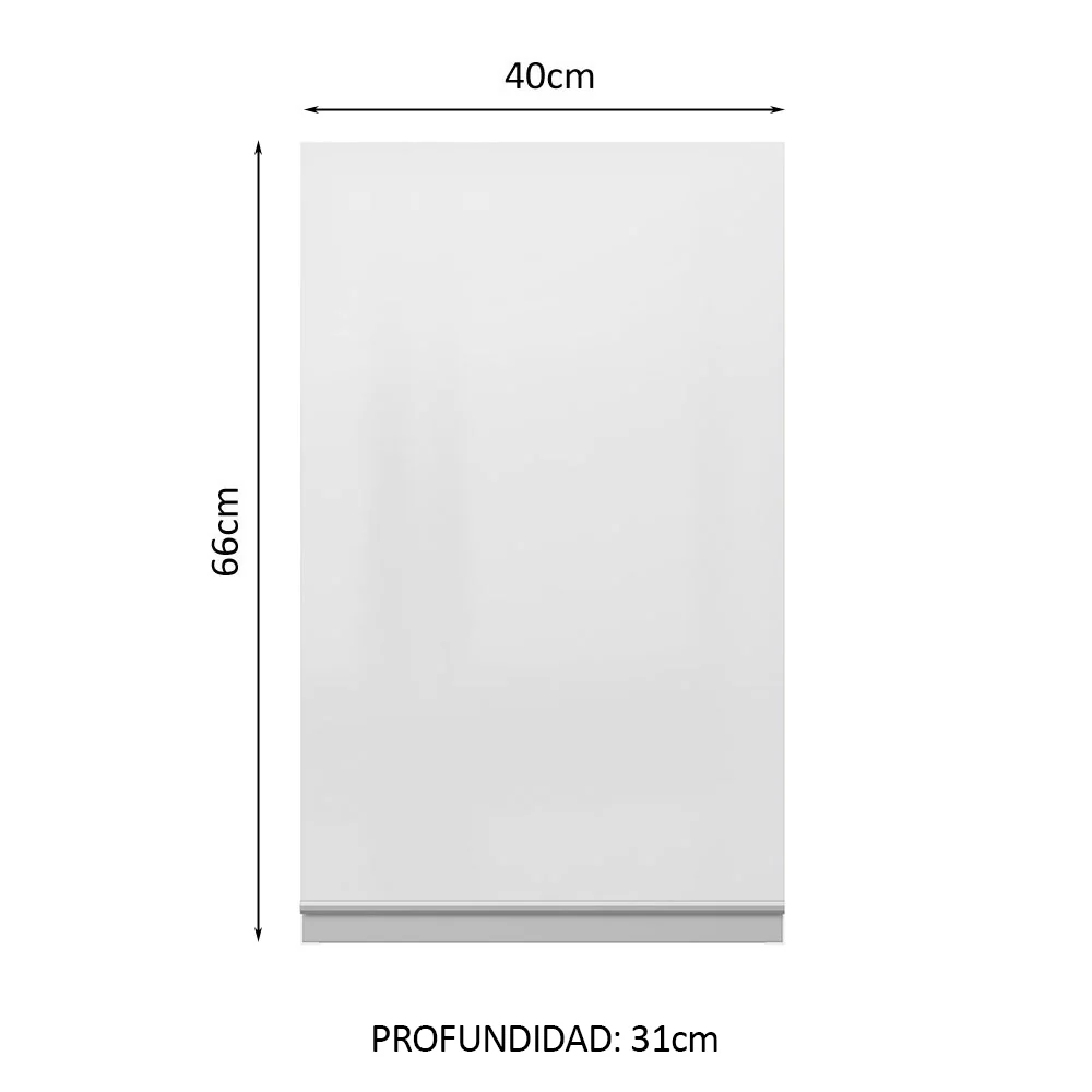 Alacena Cocina 100% MDF 40 cm 1 Puerta Blanco Brillante Acordes Madesa - Image 2