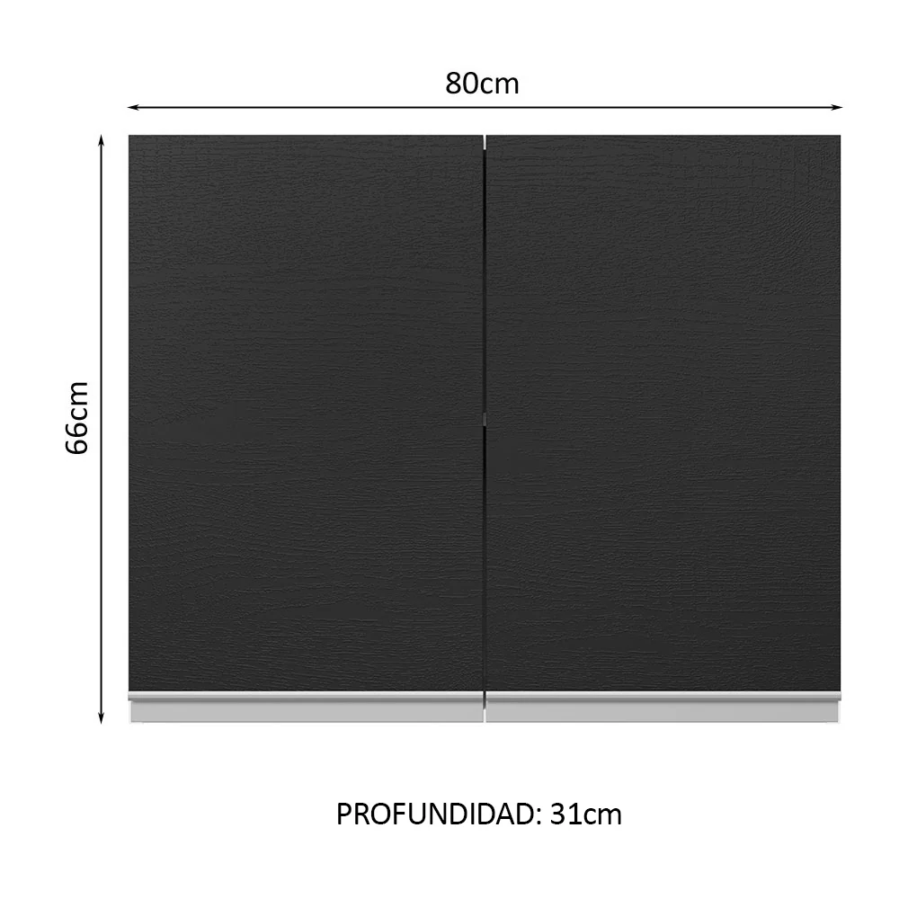 Alacena Cocina 100% MDF 80 cm 2 Puertas Blanco/Negro Acordes Madesa - Image 2